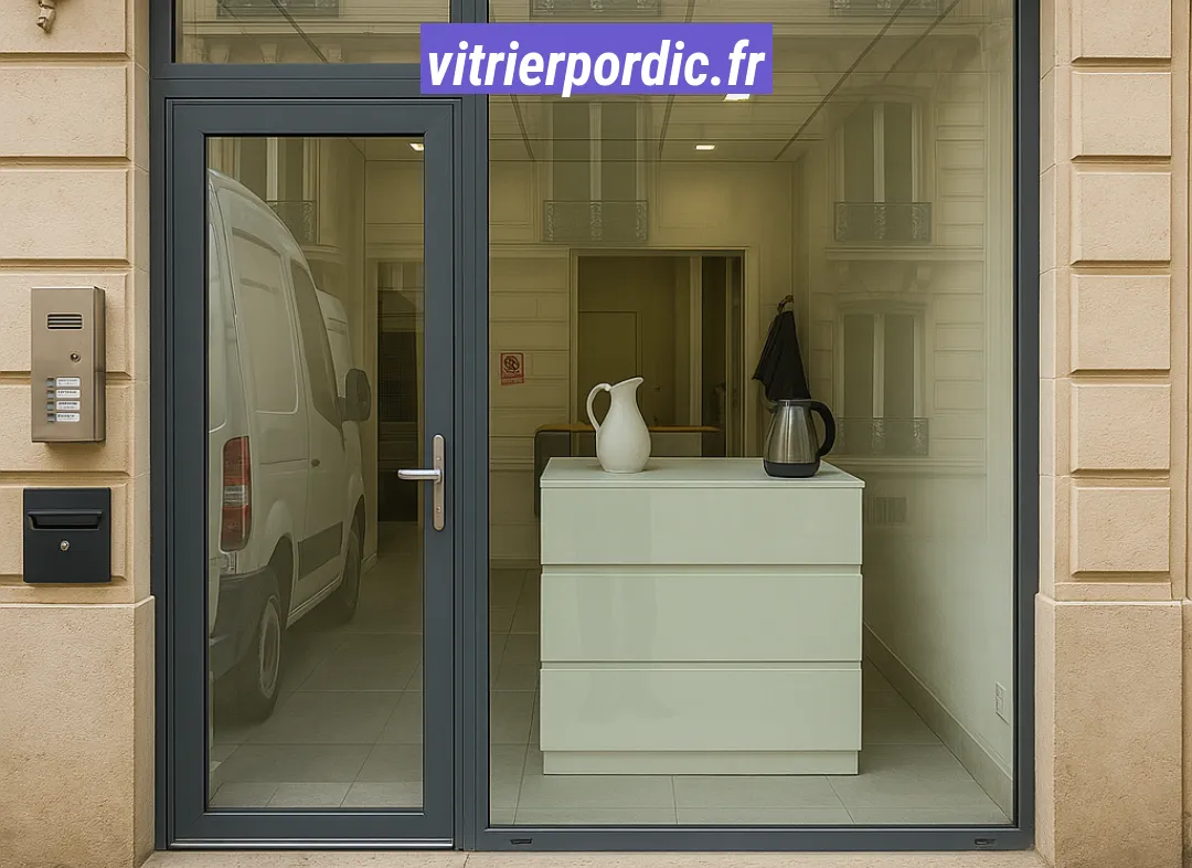 Façade vitrine de magasin en aluminium sur mesure à Pordic